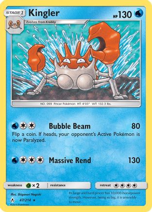 Kingler (47)/214 Rare Reverse Holofoil