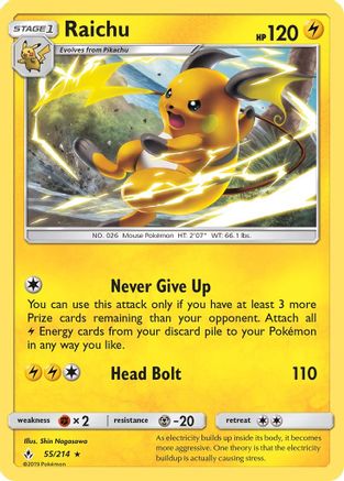 Raichu (55)/214 Rare Reverse Holofoil