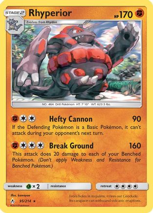 Rhyperior (95)/214 Rare Reverse Holofoil