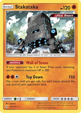 Stakataka (106)/214 Holo Rare Reverse Holofoil