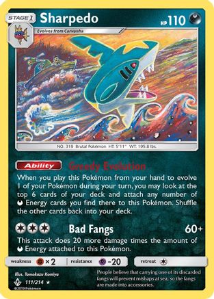 Sharpedo (111)/214 Rare Reverse Holofoil