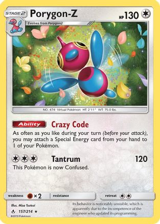 Porygon-Z (157)/214 Holo Rare Reverse Holofoil