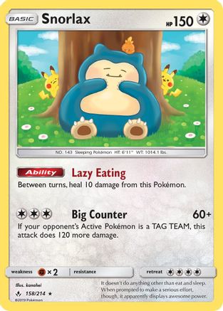 Snorlax (158)/214 Holo Rare Holofoil