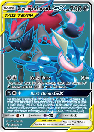 Greninja & Zoroark GX (200) (Full Art) (200)/214 Ultra Rare Holofoil
