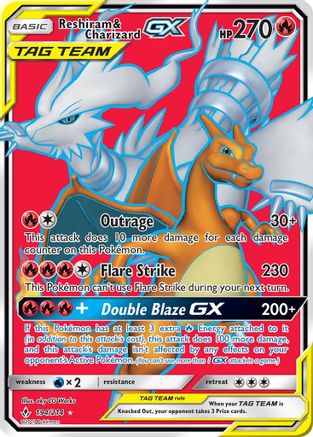 Reshiram & Charizard GX (Full Art) (194)/214 Ultra Rare Holofoil