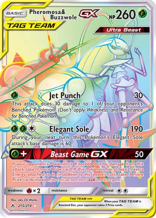Pheromosa & Buzzwole GX (Secret) (215)/214 Secret Rare Holofoil