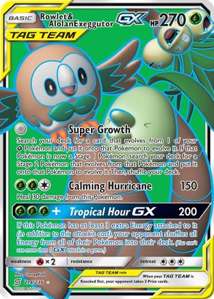 Rowlet & Alolan Exeggutor GX (Full Art) (214)/236 Ultra Rare Holofoil