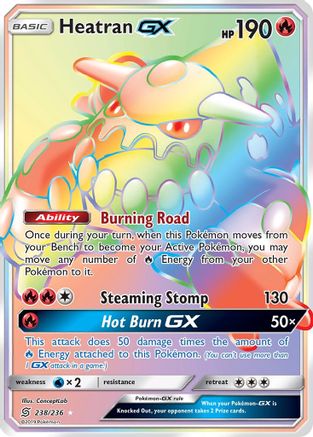 Heatran GX (Secret) (238)/236 Secret Rare Holofoil