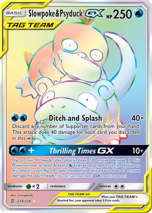 Slowpoke & Psyduck GX (Secret) (239)/236 Secret Rare Holofoil