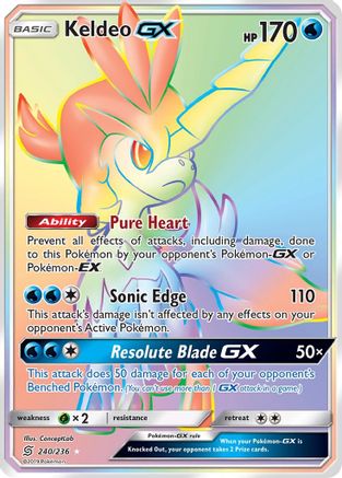 Keldeo GX (Secret) (240)/236 Secret Rare Holofoil