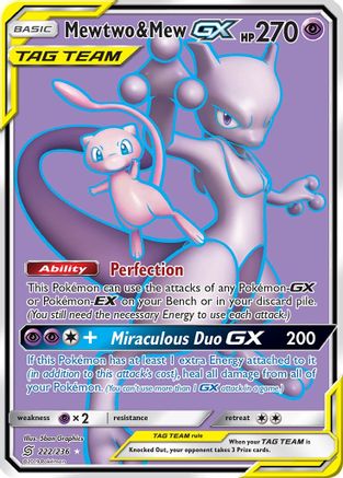 Mewtwo & Mew GX (Full Art) (222)/236 Ultra Rare Holofoil