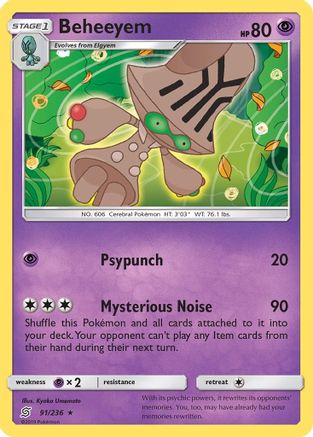 Beheeyem (91)/236 Rare Reverse Holofoil