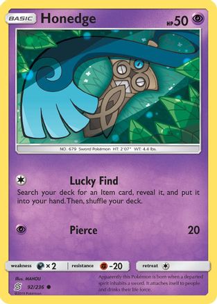 Honedge (92) (92)/236 Common Reverse Holofoil