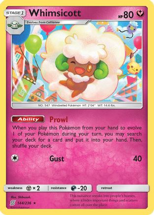 Whimsicott (144)/236 Rare Reverse Holofoil