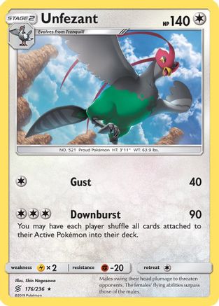 Unfezant (176)/236 Rare Reverse Holofoil