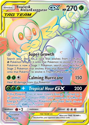 Rowlet & Alolan Exeggutor GX (Secret) (237)/236 Secret Rare Holofoil