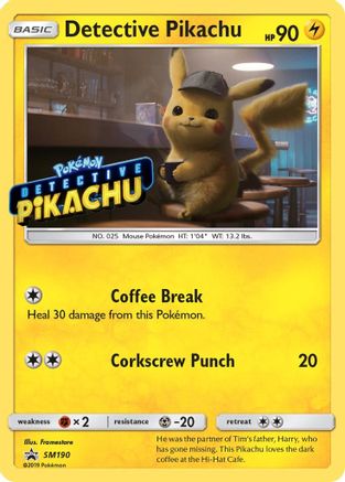 Detective Pikachu - SM190 (Stamped) (SM190) Promo Holofoil