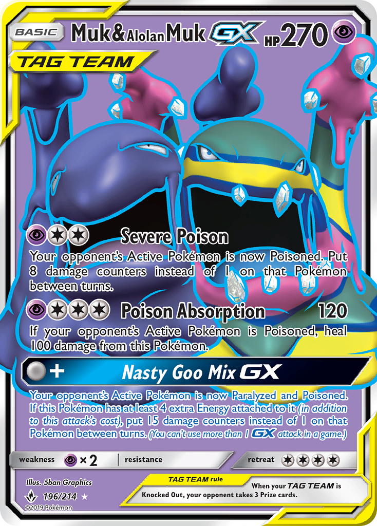 Muk & Alolan Muk GX (196) (Full Art) (196)/214 Ultra Rare Holofoil