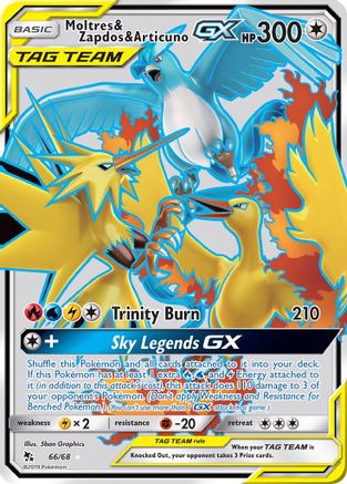 Moltres & Zapdos & Articuno GX (Full Art) (66)/68 Ultra Rare Holofoil