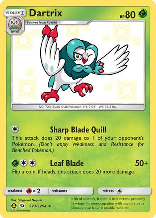 Dartrix (SV3)/94 Shiny Holo Rare Holofoil