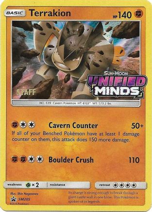 Terrakion - SM205 (Prerelease) [Staff] (SM205) Promo Holofoil