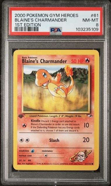 Blaine's Charmander 1st ed PSA8 GYM HEROES #61  (Cabinet)