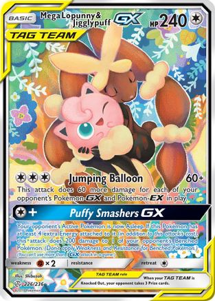 Mega Lopunny & Jigglypuff GX (Alternate Full Art) (226)/236 Ultra Rare Holofoil