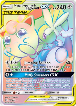 Mega Lopunny & Jigglypuff GX (Secret) (261)/236 Secret Rare Holofoil