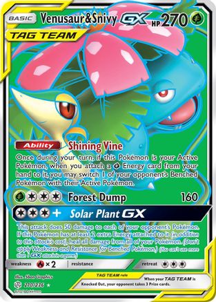 Venusaur & Snivy GX (Full Art) (210)/236 Ultra Rare Holofoil