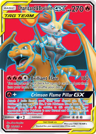 Charizard & Braixen GX (Full Art) (212)/236 Ultra Rare Holofoil