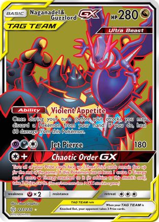 Naganadel & Guzzlord GX (Full Art) (223)/236 Ultra Rare Holofoil