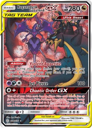 Naganadel & Guzzlord GX (Alternate Full Art) (224)/236 Ultra Rare Holofoil