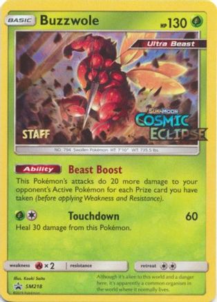Buzzwole - SM218 (Prerelease) [Staff] (SM218) Promo Holofoil