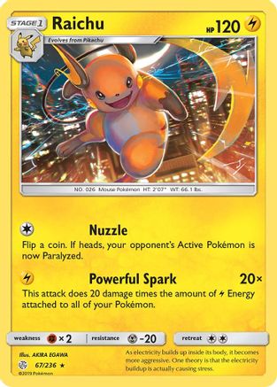 Raichu (67)/236 Rare Reverse Holofoil