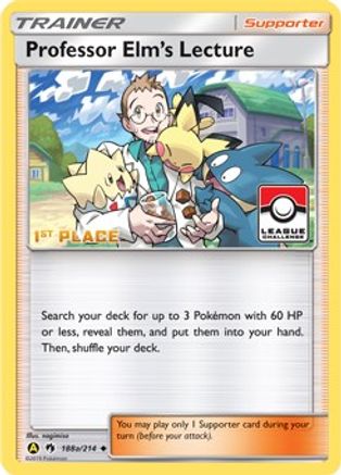 Professor Elm's Lecture - 188a/214 (League Challenge) [1st Place] (188a)/214 Promo Reverse Holofoil