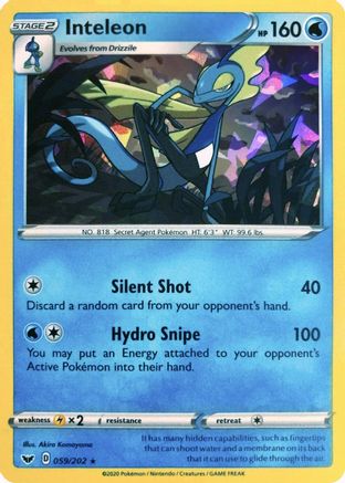 Inteleon - 059/202 (Cracked Ice Holo) (59) Holo Rare Holofoil
