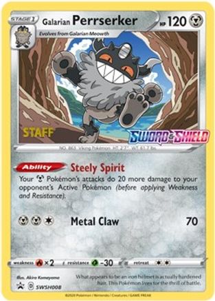 Galarian Perrserker - SWSH008 (Prerelease) [Staff] (SWSH008) Promo Holofoil