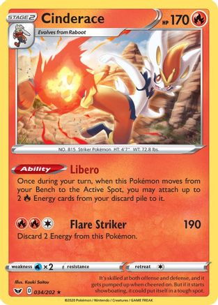 Cinderace (034) (34)/202 Holo Rare Holofoil