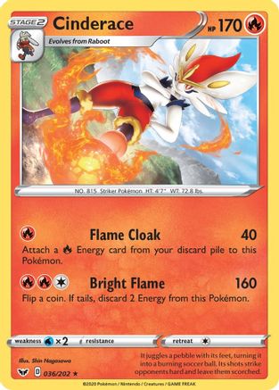 Cinderace (036) (36)/202 Rare Reverse Holofoil