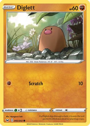 Diglett (92)/202 Common Reverse Holofoil