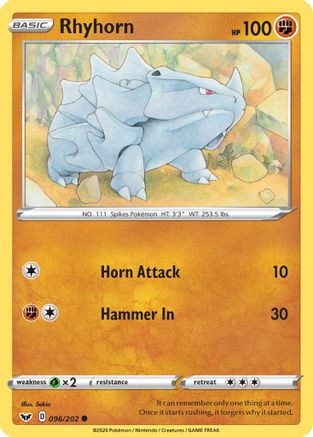 Rhyhorn (096) (96)/202 Common Reverse Holofoil
