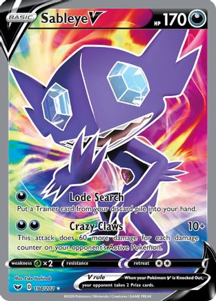 Sableye V (Full Art) (194)/202 Ultra Rare Holofoil