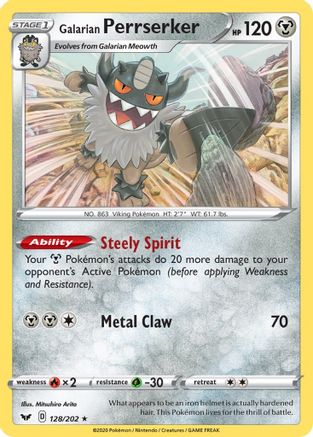 Galarian Perrserker (128)/202 Holo Rare Holofoil