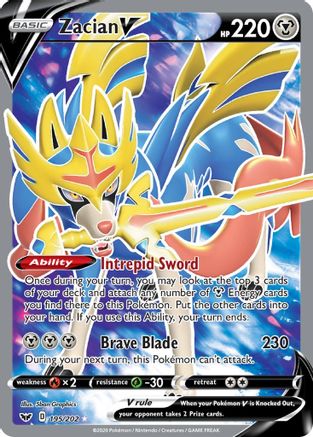Zacian V (Full Art) (195)/202 Ultra Rare Holofoil