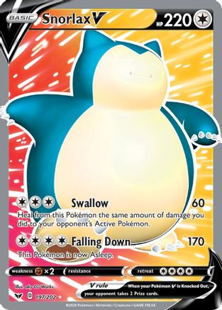 Snorlax V (Full Art) (197)/202 Ultra Rare Holofoil