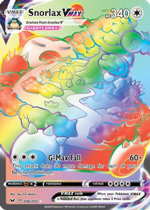 Snorlax VMAX (Secret) (206)/202 Secret Rare Holofoil (Cabinet-NM)