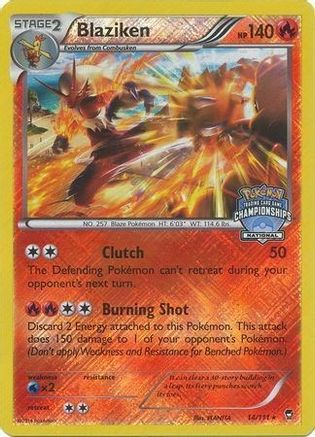 Blaziken - 14/111 (National Championships) (14) Promo Reverse Holofoil