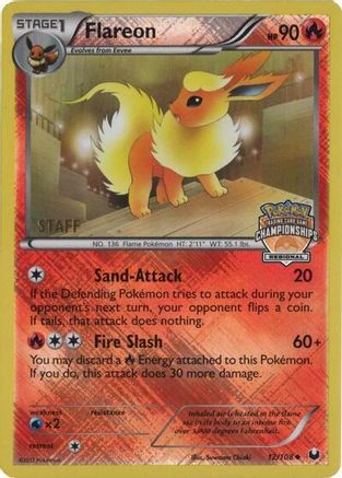 Flareon - 12/108 (Regional Championships) [Staff] (12) Promo Reverse Holofoil