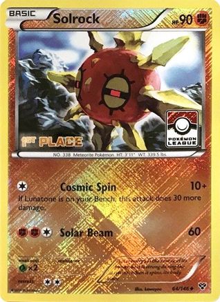 Solrock - 64/146 (Pokemon League) [1st Place] (64) Promo Reverse Holofoil
