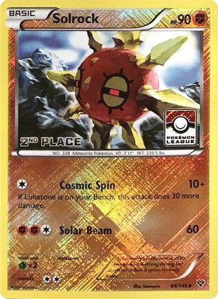 Solrock - 64/146 (Pokemon League) [2nd Place] (64) Promo Reverse Holofoil